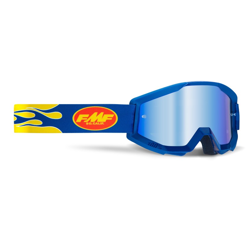 GAFAS MOTOCROSS FMF POWERCORE FLAME NAVY - MIRROR BLUE