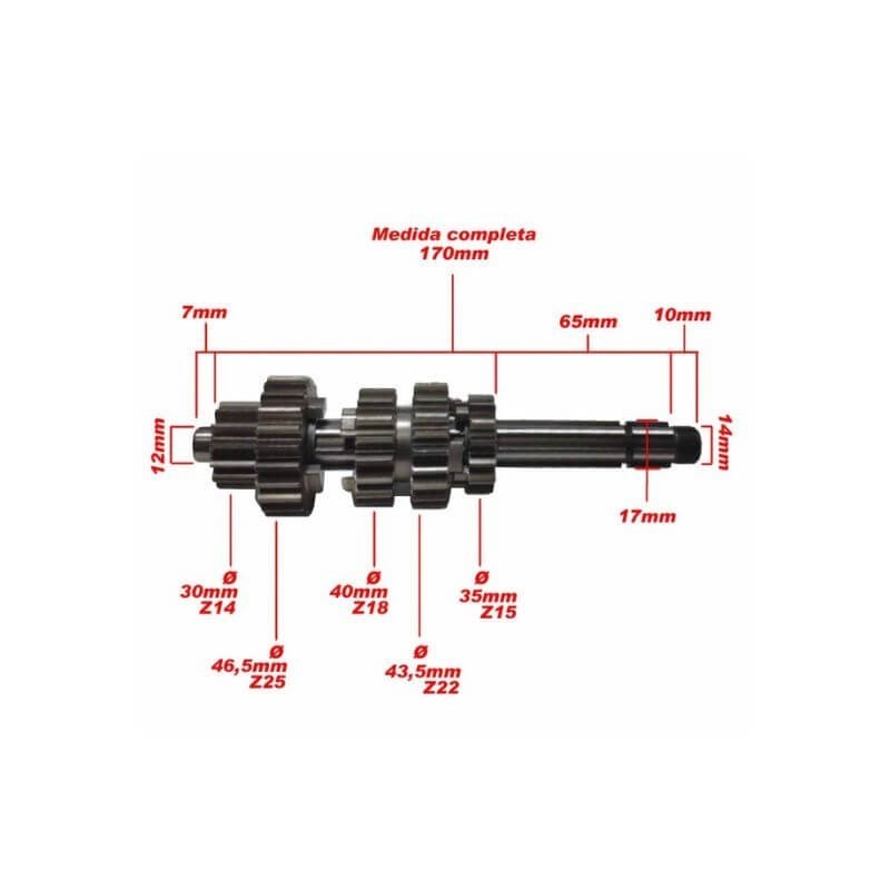 Arbre primaire de la boîte de vitesses du moteur Z190 Pitbike IMR