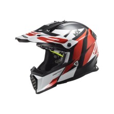 Casque Cross LS2 MX437 Fast EVO Mini Strike - Noir/Blanc/Rouge