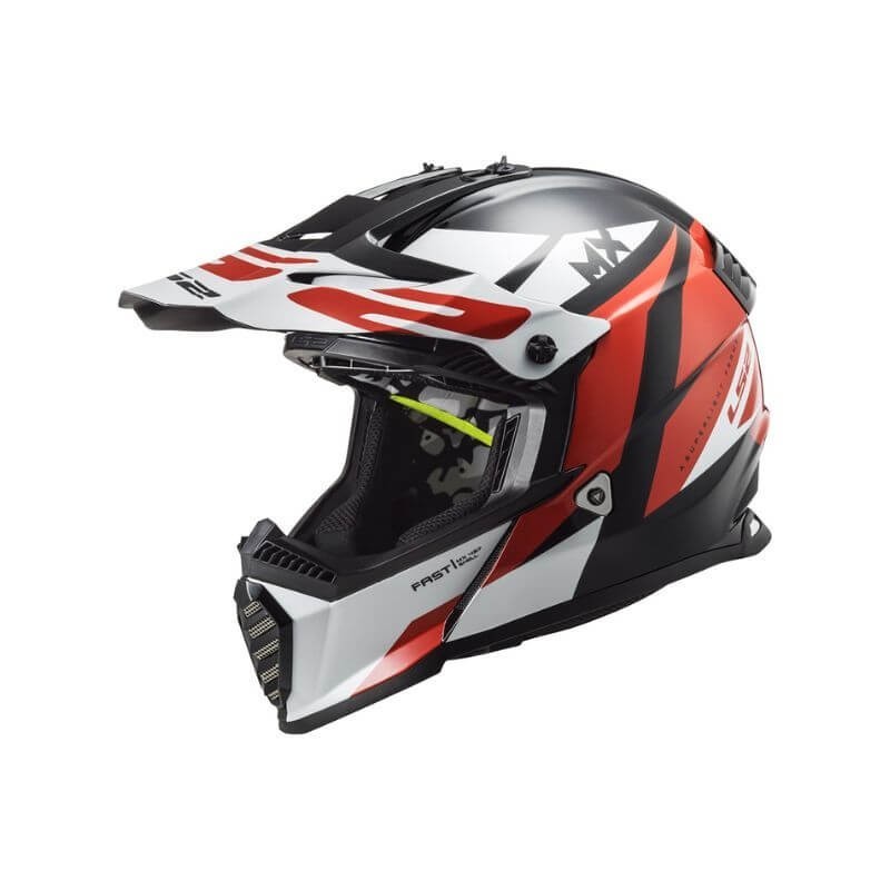 Casco Cross LS2 MX437 Fast EVO Mini Strike - Negro/Blanco/Rojo