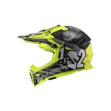 Casque Cross LS2 MX437 Fast EVO Crusher - Noir Jaune fluo