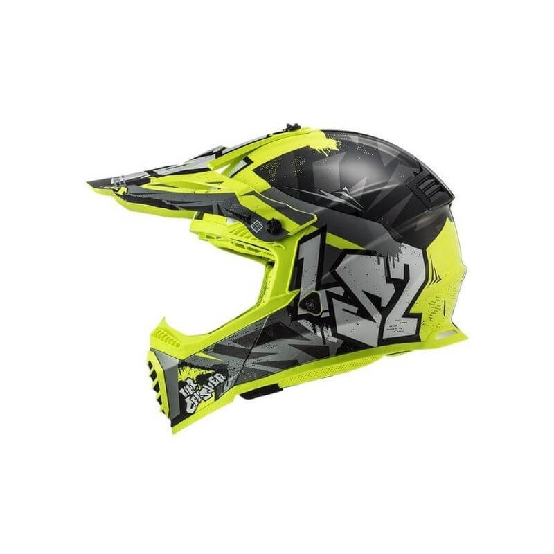 Casque Cross LS2 MX437 Fast EVO Crusher - Noir Jaune fluo