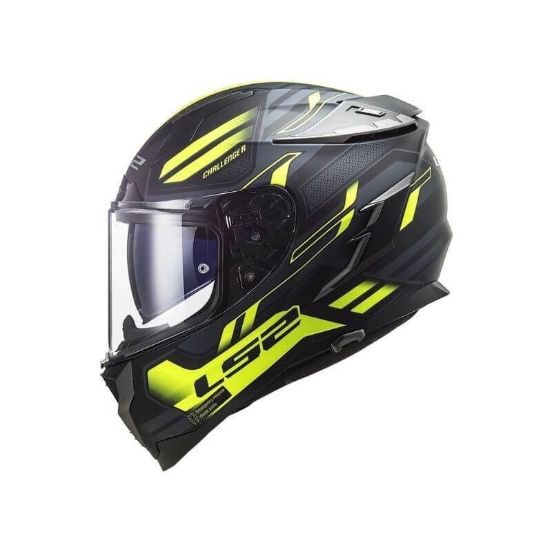 Casco integral LS2 FF327 Challenger Spin negro mate / amarillo