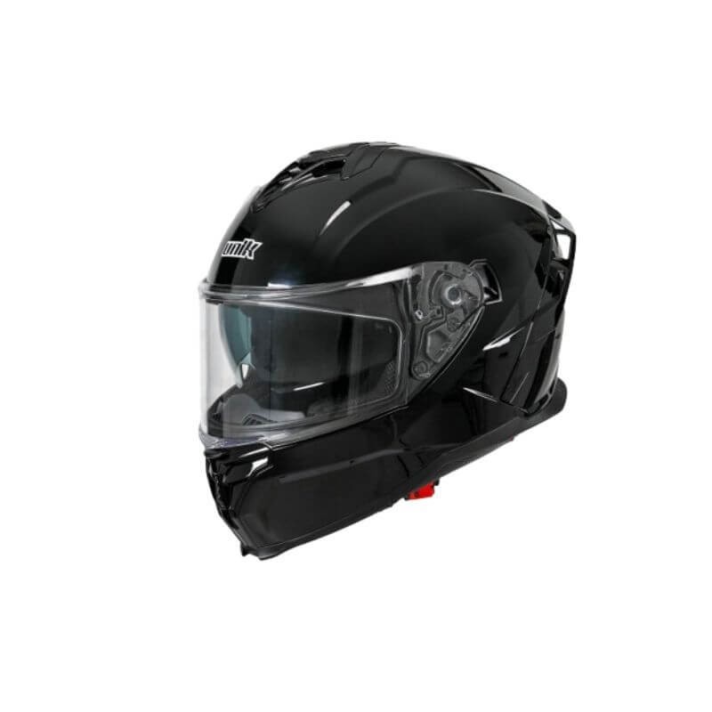 Unik full-face helmet with built-in sun visor in black.