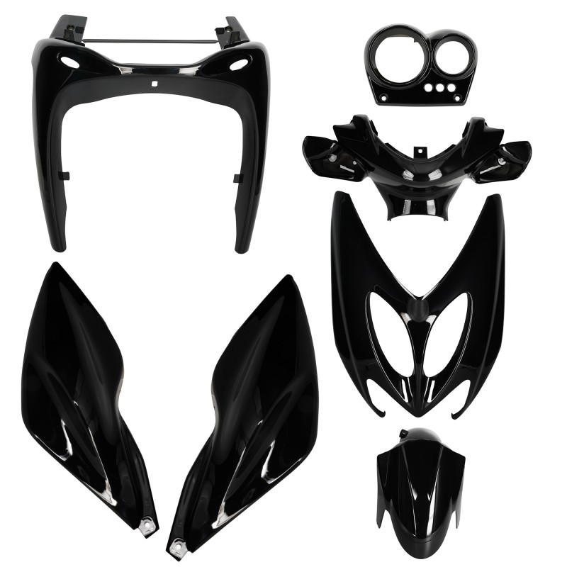 Carénages Yamaha Aerox jusqu'en 2013 7 pièces Noir Brillant