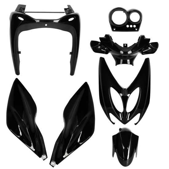 Carénages Yamaha Aerox jusqu'en 2013 7 pièces Noir Brillant