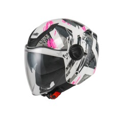 Casque Jet Unik avec visière solaire VENUS DV blanc - rose plusieurs tailles