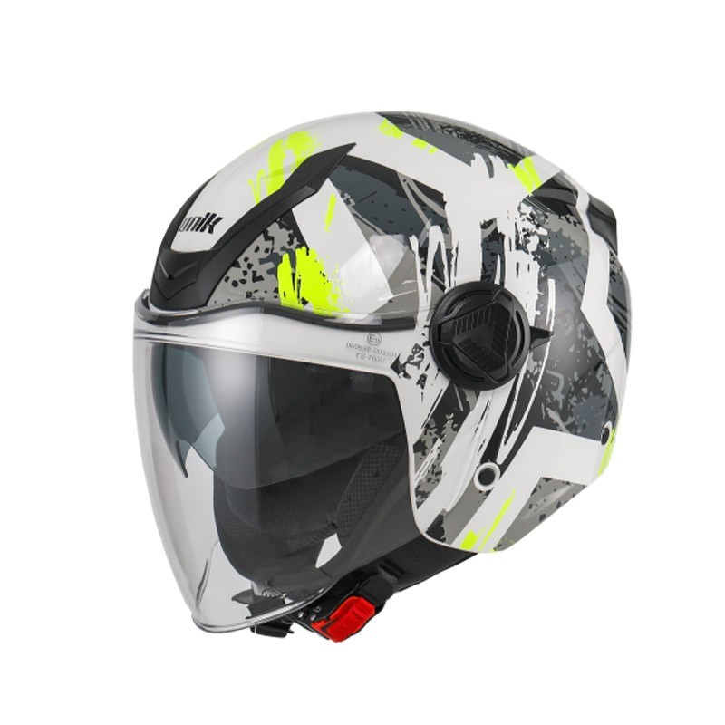 Casque Jet Unik avec visière solaire VENUS DV blanc - jaune différentes tailles