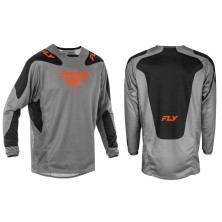 FLY RACING Kinetic SYM Shirt Gray, orange, and black.