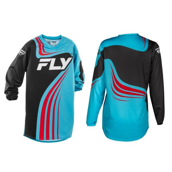 T-shirt enfant FLY RACING F-16 cyan et noir