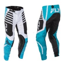 FLY RACING lite pants in blue, white, and black.