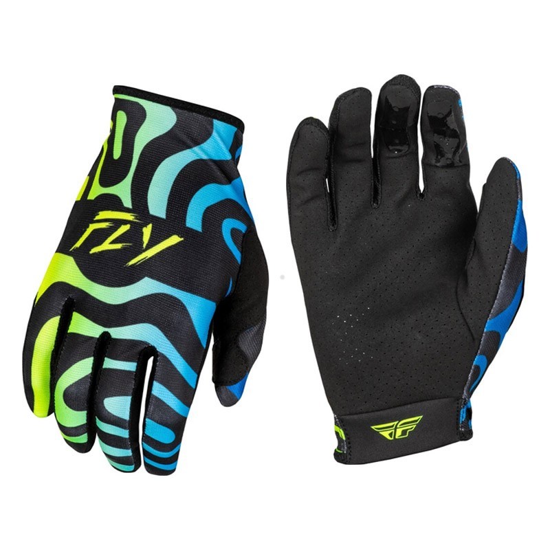 FLY RACING Lite Gloves S.E. Black Zen Blue and Green