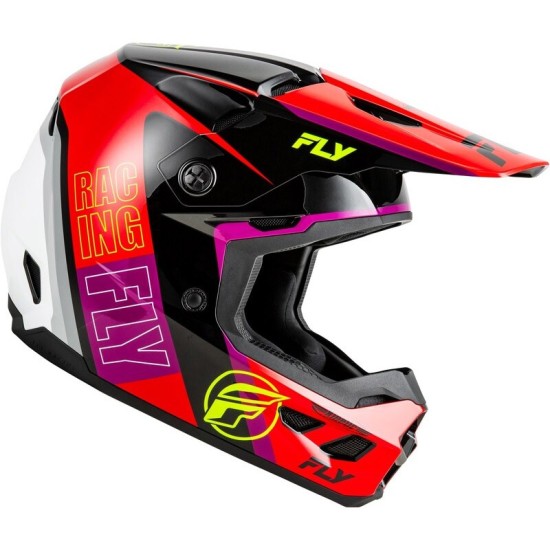 FLY RACING Kinetic Rally helmet in red, black, and white.