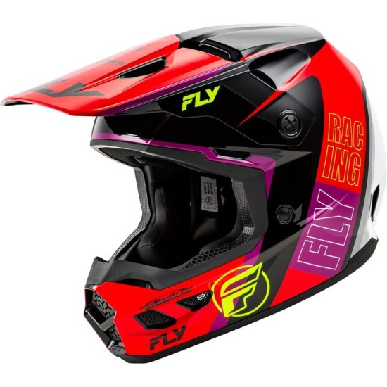 FLY RACING Kinetic Rally helmet in red, black, and white.