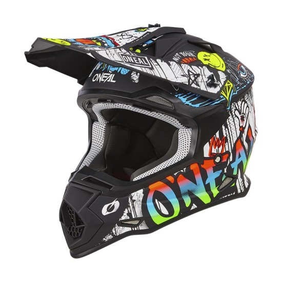 Casque de Cross 2SRS Rancid blanc et noir Glitch O'Neal