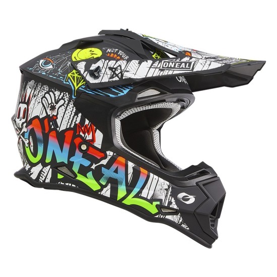 Casque de Cross 2SRS Rancid blanc et noir Glitch O'Neal