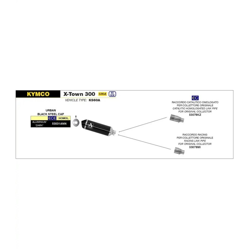 Collecteur d'échappement Kymco X-Town 300 17/20 Arrow