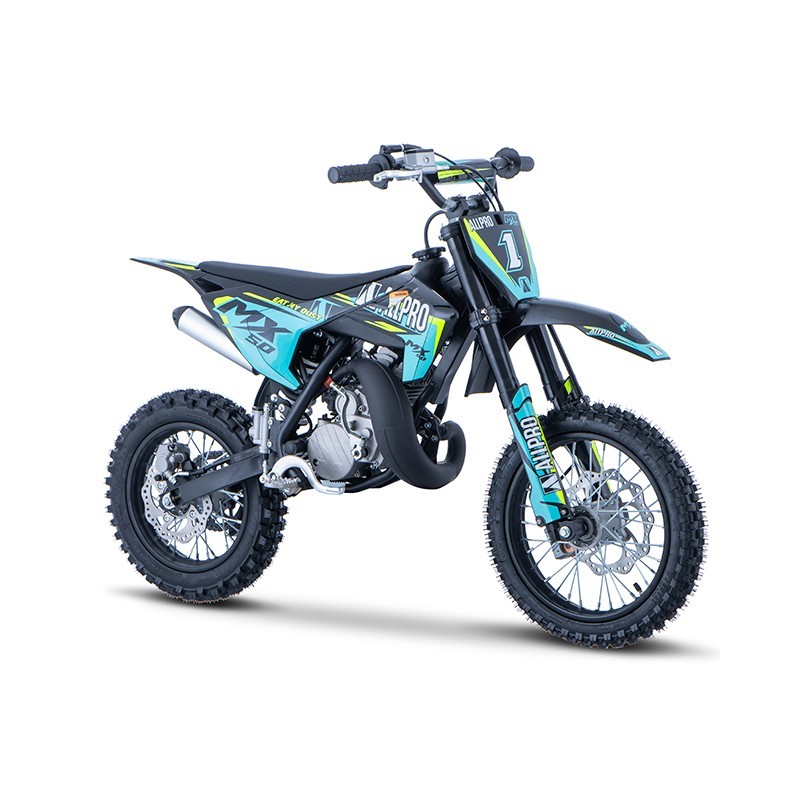 Pitbike enfant Minicross 50cc MX 2T AC roue 12/10 Allpro - Bleu