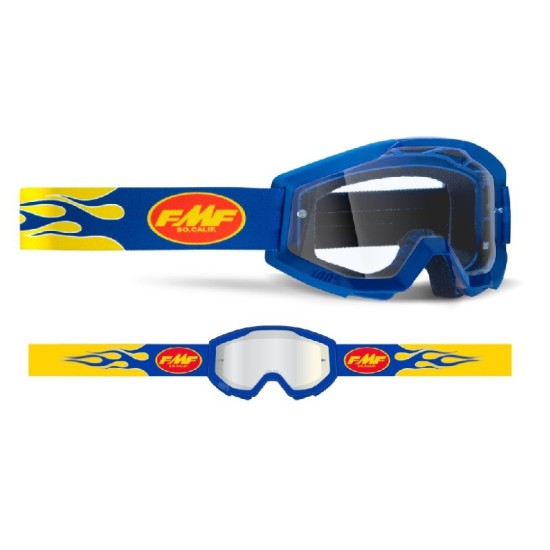 Lunettes de motocross FMF Bleues avec verre transparent