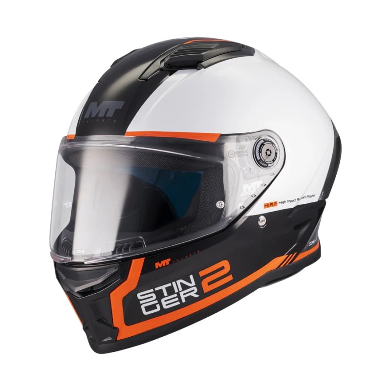 Casco Stinger 2 Core BO bianco/arancione lucido MT Helmets