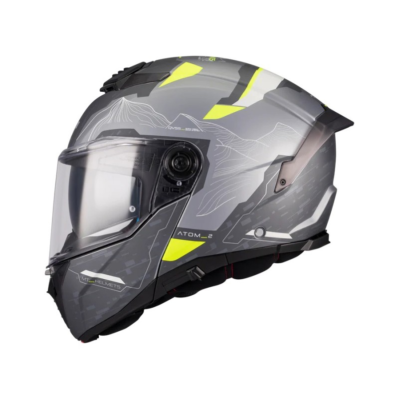 Atom 2 SV Highlands E2 Modular Helmet Grey/Matte Yellow MT Helmets