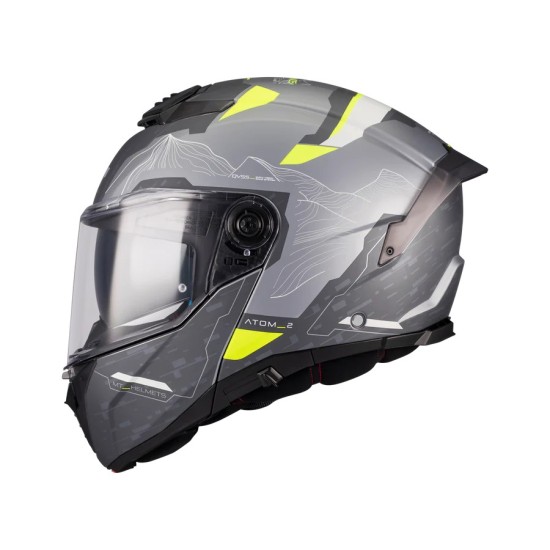 Casco modulare Atom 2 SV Highlands E2 Grigio/Giallo opaco MT Helmets