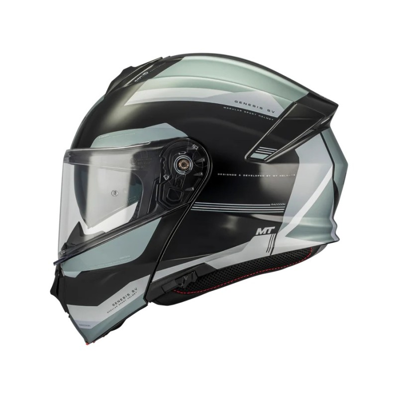 MT Helmets Genesis Raccoon Modularhelm, Grau/Glanzschwarz