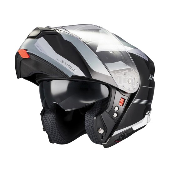 Casco modulare MT Helmets Genesis Raccoon, grigio/nero lucido