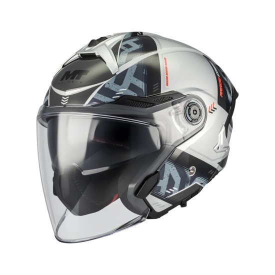 Casque jet Cosmo SV Arrow C2 Gris brillant MT Helmets