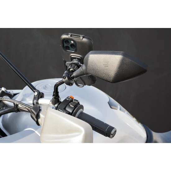 Optiline mobile phone holder with adjustable mirror attachment