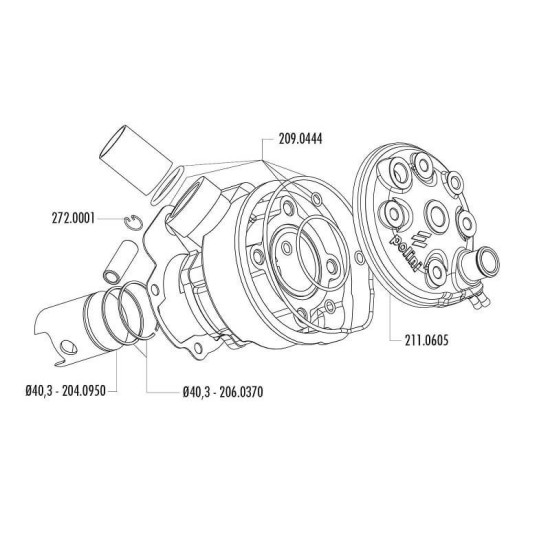 Cilindro Minarelli AM6 50cc Polini