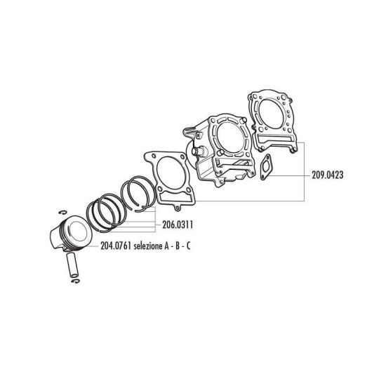 Kit cilindro Yamaha Majesty / MBK Skyliner 125 d.63mm 2 Válvulas Polini