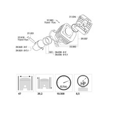 Kit cilindro Minarelli horizontal AC hierro 70cc Polini Kit cilindro Minarelli horizontal AC hierro 70cc Polini