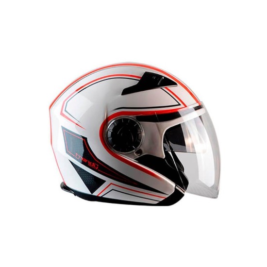 Casco Jet doble pantalla Metrópolis blanco y rojo Trendy