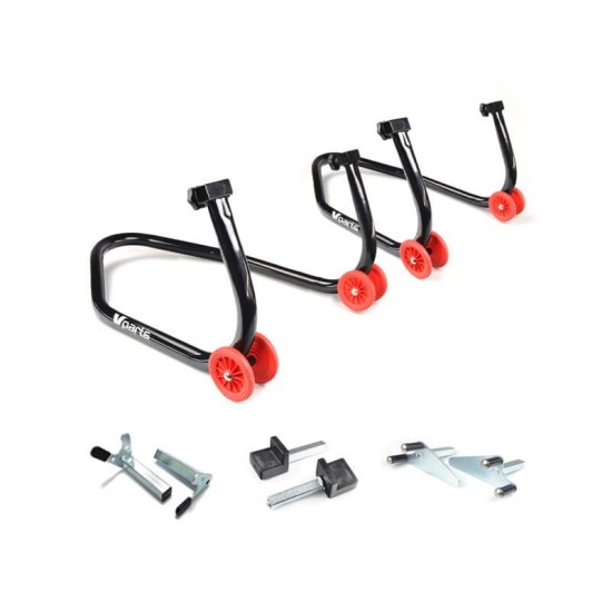 Front and rear motorcycle road stands kit.