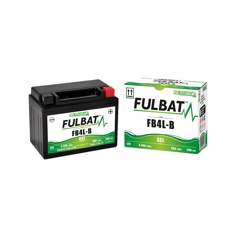 Batterie FB4L-B Fulbat 12V 5AH Gel sans entretien pour cyclomoteur 50cc