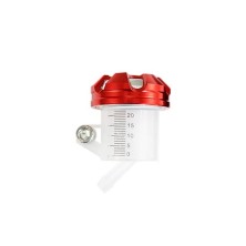 Universal liquid brake reservoir with side outlet and aluminum cap