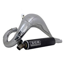 Exhaust SCR tipo Cross 50/70cc Cromado para Derbi Senda 2000