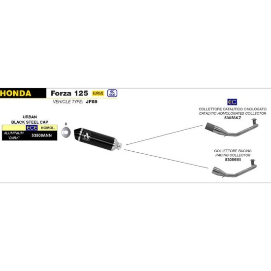 Collecteur homologué Arrow pour Honda Forza 125 15-16