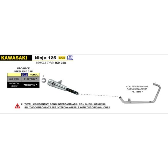 Collecteur Racing Arrow pour Kawasaki Ninja / Z125 2019-